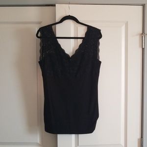 Black lace v neck tank top